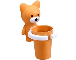 Gigicial Tandenborstelhouder met zuignap die geen strepen achterlaat - Cartoon tandenborstelorganizer voor kinderen - Bestand tegen hoge temperaturen en ruimtebesparend - 1 stuk - Gele vos voor gebruik in de badkamer