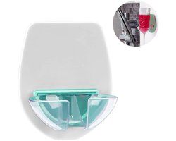 Gigicial Transparante plastic wijnglashouder - Douche wijnglashouder - Stevig ontwerp voor gladde oppervlakken - 1 stuk - Universeel wit