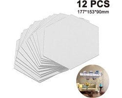 Gigicial Zeshoekige Spiegel - Spiegelstickers - Licht & Makkelijk Te Bevestigen Met Dubbelzijdig Tape - 12 Stuks - Woonkamer Decoratie Zilver