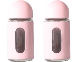 Gigicial Zout-En Peperstrooiers - Roze Keukenspullen - Meerdere Instelbare Schenkopeningen Eenvoudig Bijvullen - 2 - Voor Elegante Keukens + Roze