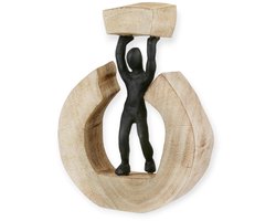 Gilde Handwerk - Beeld - Sculptuur - Strong Man - Metaal/Mangohout