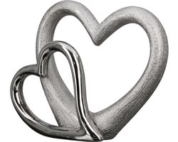 Gilde Handwerk - Beeld - Sculptuur - Two hearts - Porselein- Zilver