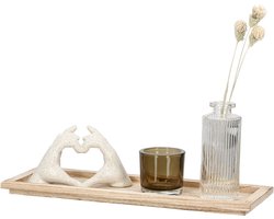 Gilde Handwerk - Decoratieve Set - 4-delig - Woonaccessoires - Love Sign, waxine, vaasje, plateau - Cadeaupakket
