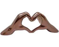 Gilde Handwerk - Heart Sign Hands - Beeld Sculptuur - KOPER rood - Keramiek