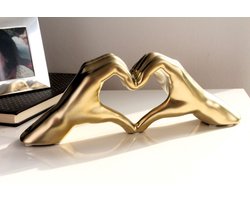 Gilde Handwerk - Heart Sign Hands - Beeld Sculptuur - Mat Goud - Keramiek