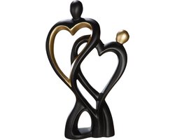 Gilde Handwerk Sculptuur Beeld Door het hart verbonden Keramiek zwart goud -18x7x29 cm