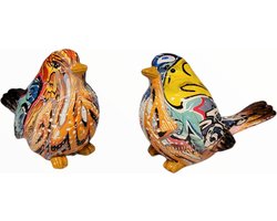 Gilde handwerk   Set / 2   Vogels   POPArt   Polyserin   Staand   10,5 cm Hoog