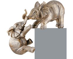 Gilde handwerk - Set/2 - Beelden - Sculpturen - Olifanten - Goud/Bronskleur - Polyresin - 7x31x11cm