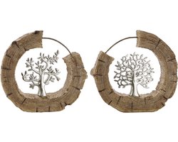 Gilde Handwerk Set/2 Sculpturen Beelden Polyresin Boom in Hout