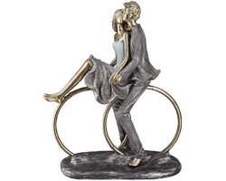Gilde Handwerk - Verliefd Stel - Sculptuur - Liefde met twee ringen - Brons goud kleur - 25 cm