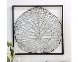 Gilde - Muur decoratie - Wanddecoratie - Blad - Antiek Zilver - 42 x 42 cm