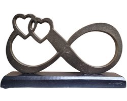 Gilde - -Sculptuur - oneindige liefde voor elkaar - mangohout -oud zilver zwart- aluminium 16x25