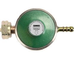 Gimeg Universele Gasregelaar met slangpilaar 50Mbar - Drukregelaars los - Groen