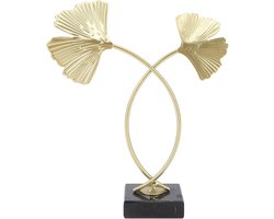 Ginkgo Blad Metalen Sculptuur, Marmeren Basis Lichte Luxe Scandinavische Stijl Ginkgo Bladornamenten, Handgemaakte Metalen Bladeren Decoratie Voor Boekenplanken, Eettafels