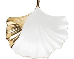 Ginkgo blad snijder - Bladvorm snijplank - Keuken decoratie - Porselein met galvanisatie - 6 cm - Goud