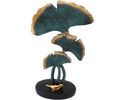 Ginkgo Bladvorm Metaal Ornamenten - Moderne Ginkgo Blad Sculptuur - Gouden Desk Decoratie (Blauw)