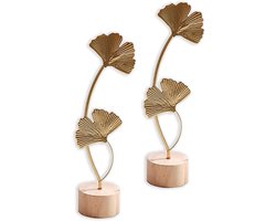 Ginkgoblad Decoratie - Set van 2 stuks voor Woonaccessoires en Tafeldecoratie in de Woonkamer, Slaapkamer en Kantoor. Leuk voor op de plank of het bureau.