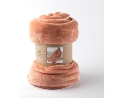 GINY - Plaid met mouwen 150x200 cm - superzacht – flannel fleece – Muted Clay - roze - PICKNICK / FESTIVAL / CAMPING / AUTO / REIS PLAID