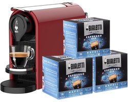 Gioia Plus Espressomachine voor capsules van aluminium - inclusief 48 capsules - werkt uitsluitend met capsules - rood