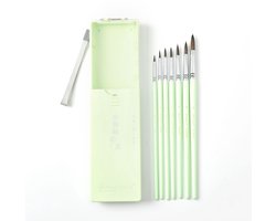 Giorgione - Set van 7 groene penselen/kwasten - voor Olieverf , Acryl, Gouache & Aquarelverf - Schilderen & Verven - Watercolor brush set in green