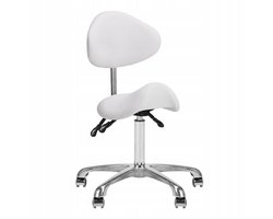 Giovanni Ergonomische Podologie Cosmetische Zadelkruk Met Rugleuning - Kapperskruk Pedicure Schoonheidsspecialist Wit