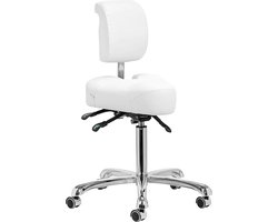 Giovanni Ergonomische Podologie Cosmetische Zadelkruk Met Rugleuning - Kapperskruk Pedicure Schoonheidsspecialist Wit
