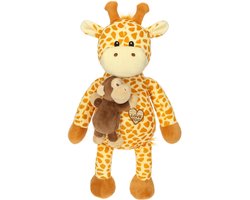 Giraffe met Mini Aap Pluche Knuffel Dier 30 cm - Speelgoed Knuffel voor Kinderen Jongens Meisjes - Monkey Giraffe Plush Toy - Kraamcadeau Babyshower - Baby Cadeau Kraamvisite