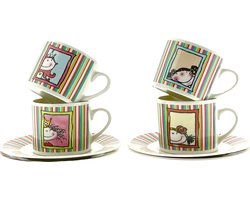 Girl Talk - Kop en Schotel - Set van 4 - 200ml