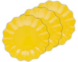 Givi Italia Feestbordjes met schulprand - 40x - geel - rond - papier/karton - 27cm - duurzaam - groot - wegwerpbordjes