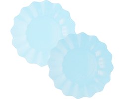 Givi Italia Feestbordjes - schulprand - 16x - baby blauw - rond - papier/karton - 27cm - duurzaam - wegwerpbordjes - babyshower- kinderfeestje