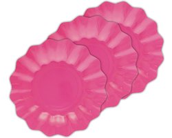 Givi Italia Feestbordjes/gebaksbordjes - schulprand - 24x - fuchsia roze - rond - papier/karton - 21 cm - kinderfeestje