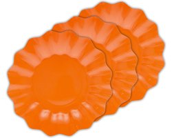 Givi Italia Feestbordjes/gebaksbordjes - schulprand - 24x - oranje - rond - papier/karton - 21 cm - kinderfeestje