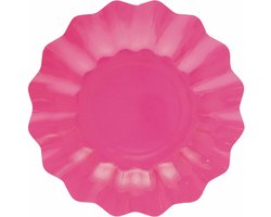Givi Italia Feestbordjes/gebaksbordjes - schulprand - 8x - fuchsia roze - rond - papier/karton - 21 cm - kinderfeestje