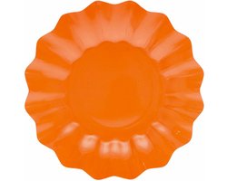 Givi Italia Feestbordjes/gebaksbordjes - schulprand - 8x - oranje - rond - papier/karton - 21 cm - kinderfeestje