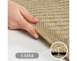 Giza Vloerkleed – Beige met Kader – Laagpolig & Modern – Voor Binnen & Buiten – 200x200 cm rond