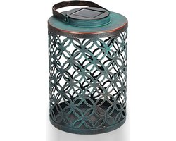 GIZMO Solar Lantaarn Rustiek - Groen – LED Tafellamp - Tuinverlichting op Zonne-Energie – Dag/Nacht Sensor - 21 x 15.5 cm