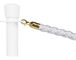 GJ Floors – Afzetkoord Gedraaid Wit – Messing Sluiting – Luxe Afzetkoord Voor Afzetpalen