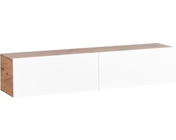 GLADSTONE - Wandgemonteerd TV-meubel - Bruin/Wit - 140 cm - Vezelplaat