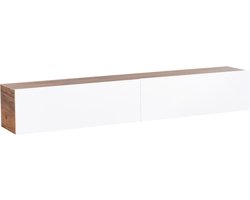 GLADSTONE - Wandgemonteerd TV-meubel - Wit/Bruin - 180 cm - Vezelplaat