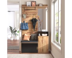 Glakroomset, met 4 kledinghaken, spiegels, schoenenkast, muurgarderobe, bovenste opbergvak, bloemparadijsbank. (Geen product uit één stuk, vereist het boren en ponsen van gaten in de muur)