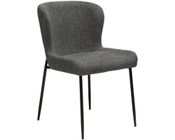 Glam Dan-Form eetkamerstoel bouclé donkergrijs.