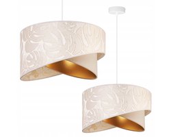 Glamour Hanglamp met Stoffen Lampenkap - Wit/Crème - 45cm