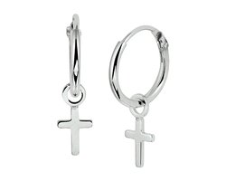 Glams oorringen kruis - 12 mm - Zilver