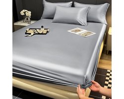 Glanzend Satijnen Hoeslaken Boxspring 120x200 cm Lichtgrijs Hoge Matras