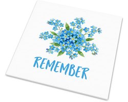 Glanzend tegeltje Aquarel Series - Vergeet-mij-nietje Remember Muurdecoratie - Bloemen Cadeau voor haar: Vrouw, Vriendin & Collega - Wanddecoratie Spreuk Tekst Herinnering - Tegeltjes Wijsheid Natuur Interieur Blauw Woonaccessoire