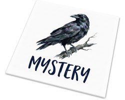 Glanzend tegeltje Aquarel Series - Zwarte Raaf Mystery Muurdecoratie - Vogels Interieur Cadeau voor haar: Vrouw, Vriendin & Collega - Wanddecoratie Spreuk Tekst Mysterie - Tegeltjes Wijsheid Natuur Kraai Woonaccessoire Donker