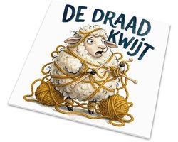 Glanzend tegeltje schaap verstrikt in wol breien - De draad kwijt quote - Grappige wanddecoratie en creatief cadeau voor hobbyist breister of haken - Sfeervol wandbordje voor de hobbykamer met hanger