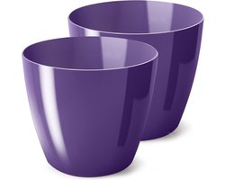 Glanzende bloempot van PECZEKO - sierpot voor grote en kleine planten - set van 2 paarse bloembakken - kruidenpot - diameter 95 cm Flower Pot