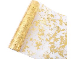 Glanzende gouden glitter metalen tafelloper tafelloper tule decoratie feest kerst bruiloft bevestiging communie bevestiging
