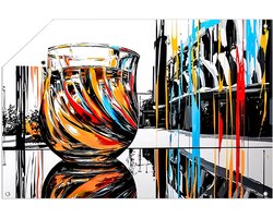 Glas en architectuur abstract - Glaswerk poster - Tuinmuurdecoratie glas - Abstract expressionisme - Tuinaccessoires - Tuin poster - tuinposter 120x80 cm